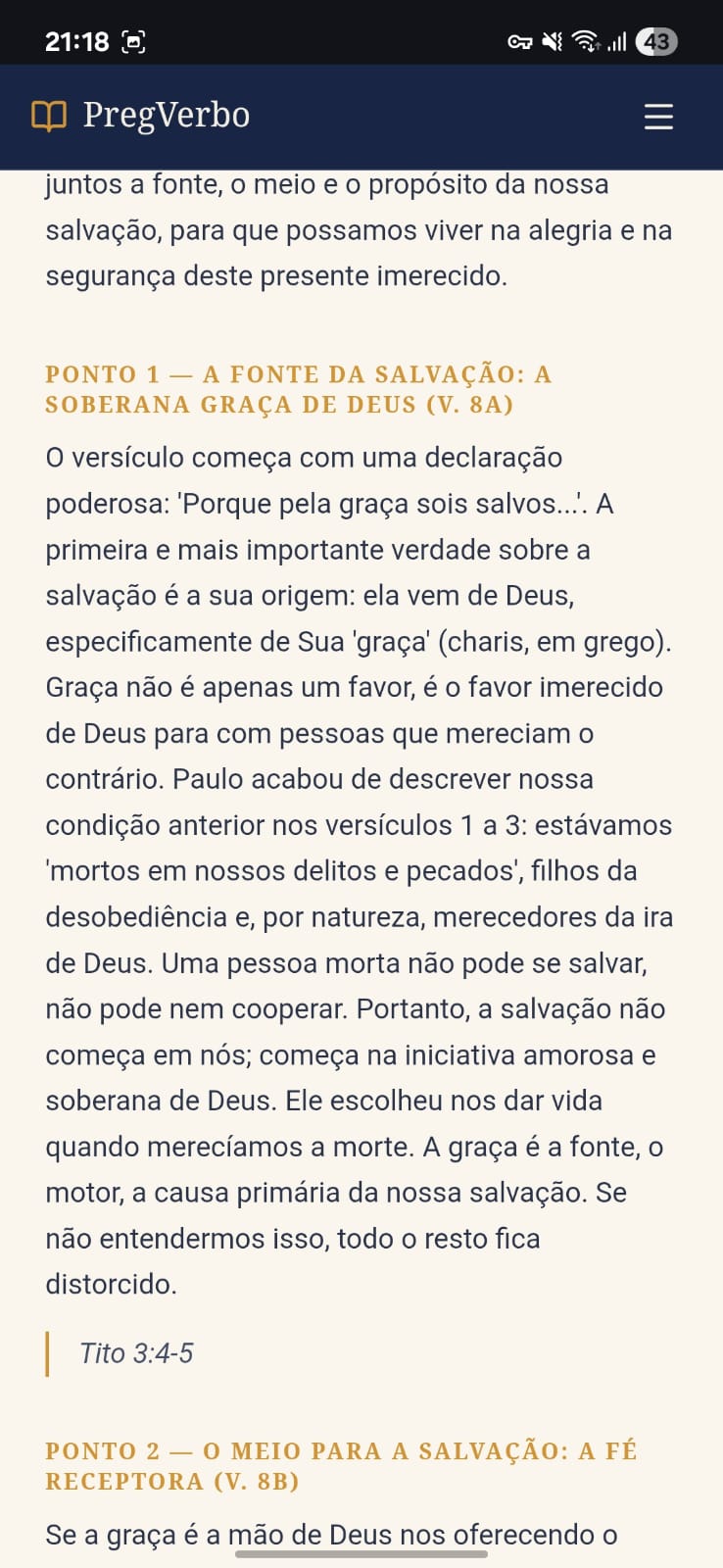 Ponto 1 do esboço: A fonte da salvação