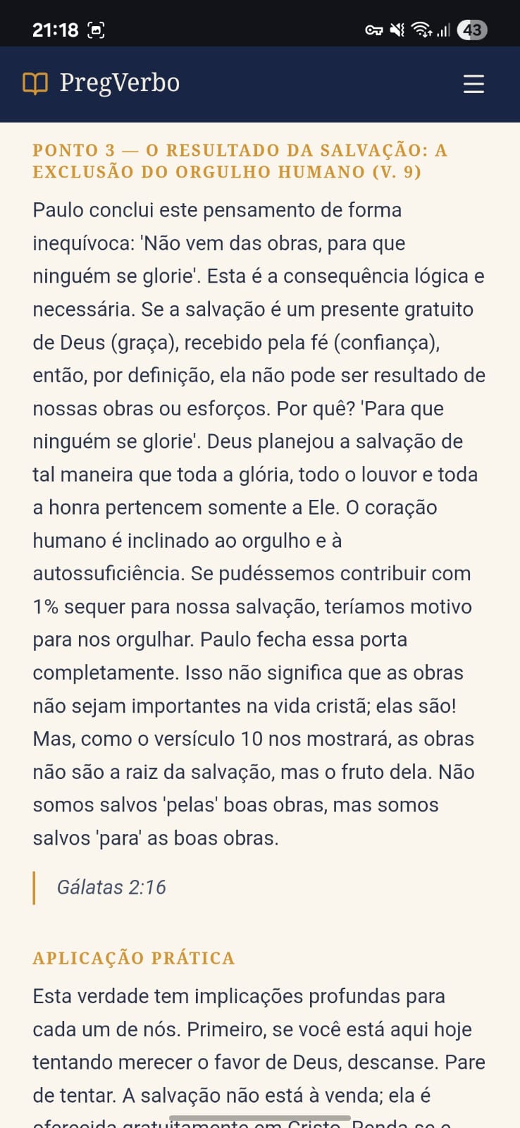 Ponto 3 do esboço: A exclusão do orgulho humano