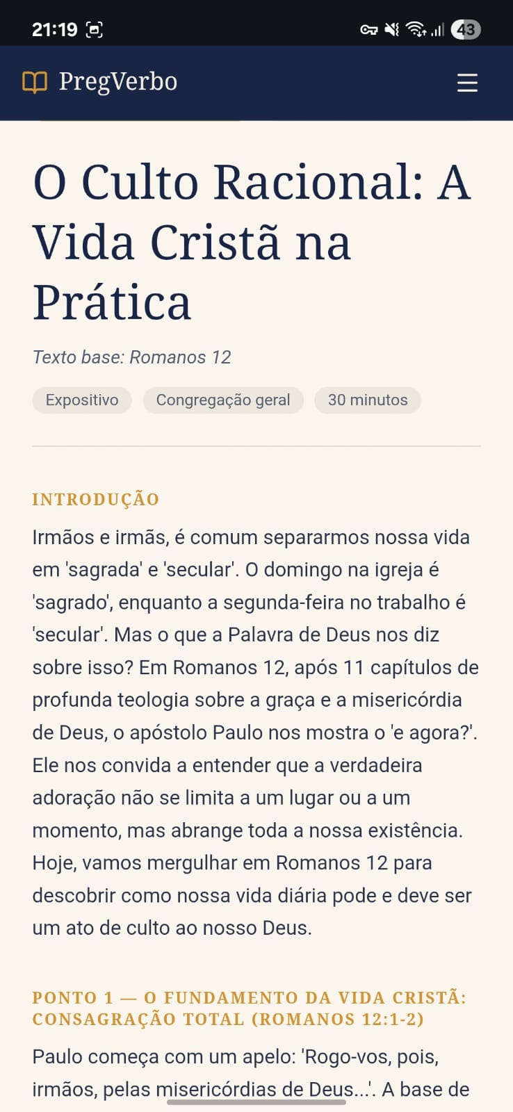 Esboço: O Culto Racional — Romanos 12